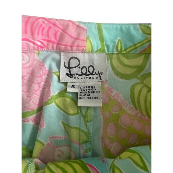 LILLY PULITZER Lilly's Zoo Vintage Cotton Blend Cropped Pants Size 6 - Picture 11 of 11
